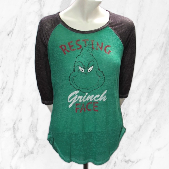 The Grinch 3/4 Sleeve Raglan Tee Shirt - Picture 1 of 4